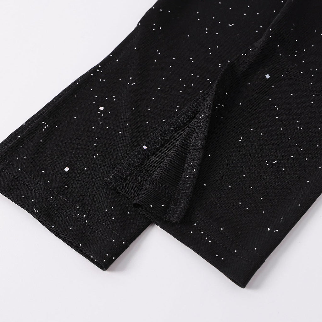 Backless High Split Mesh Maxi Dress – Black