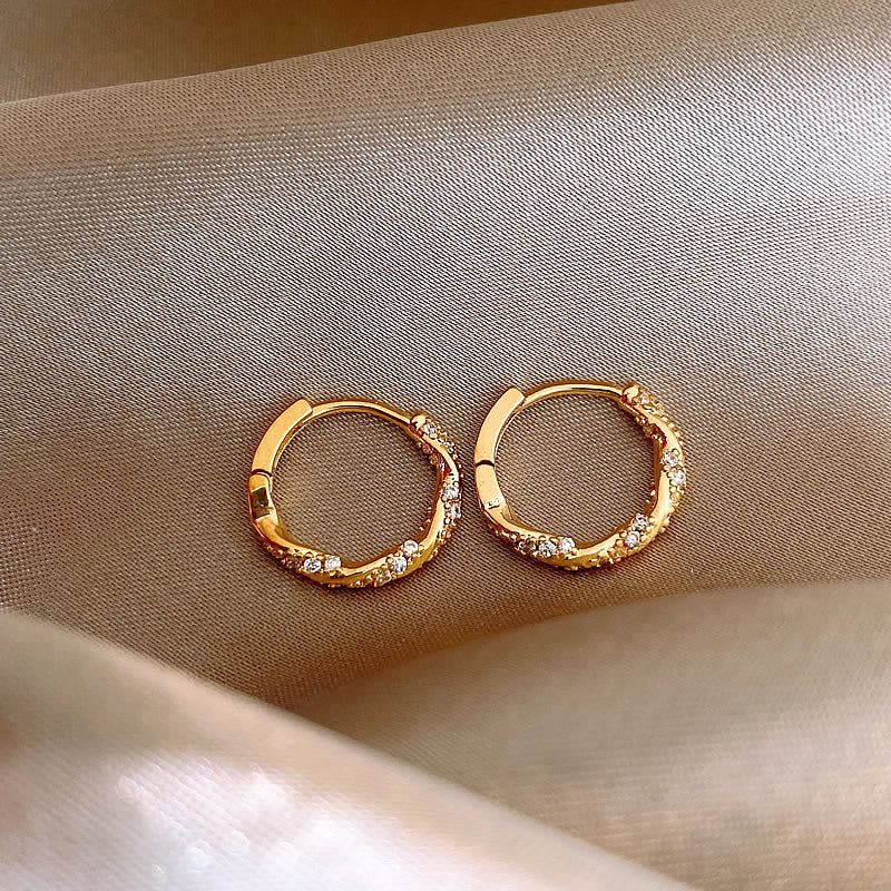Ring Zircon Earrings – Geometric Gold & Silver Earrings