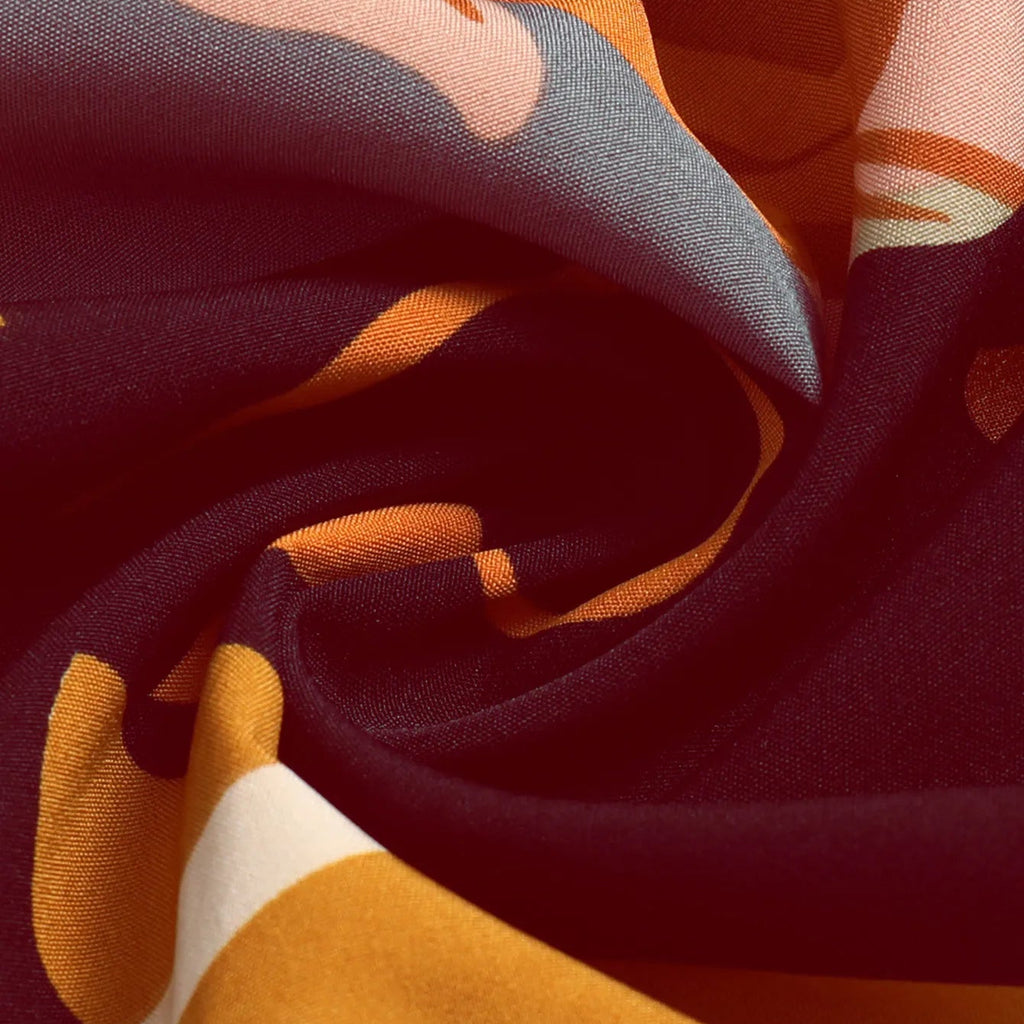 Floral Print Mid-Length A-Line Skirt - Burgundy Floral