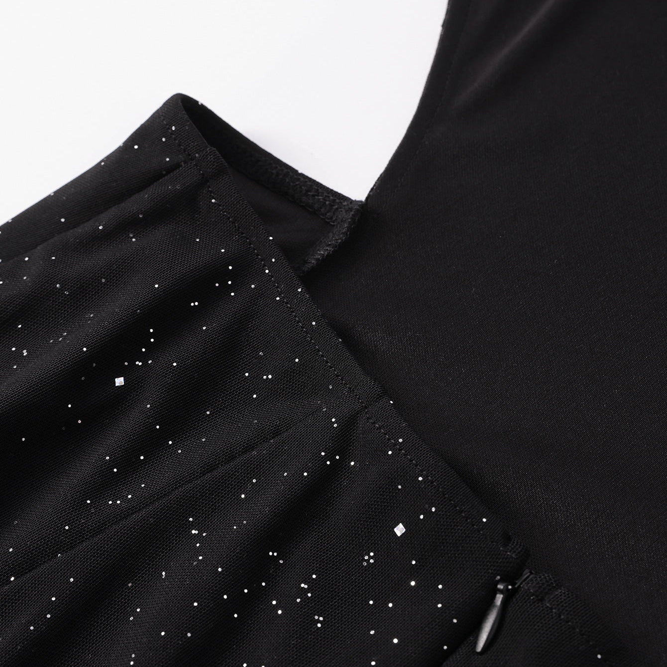 Backless High Split Mesh Maxi Dress – Black