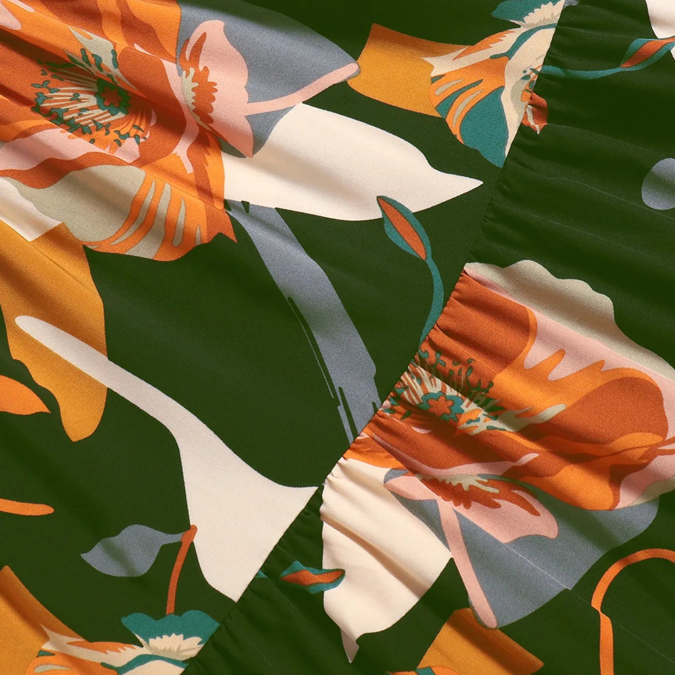 Floral Print Mid-Length A-Line Skirt - Green Floral