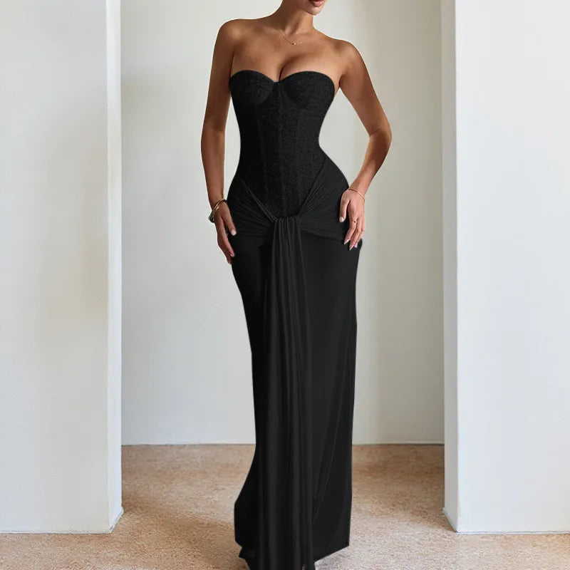 Strapless Slim-Fit Evening Dress - Black