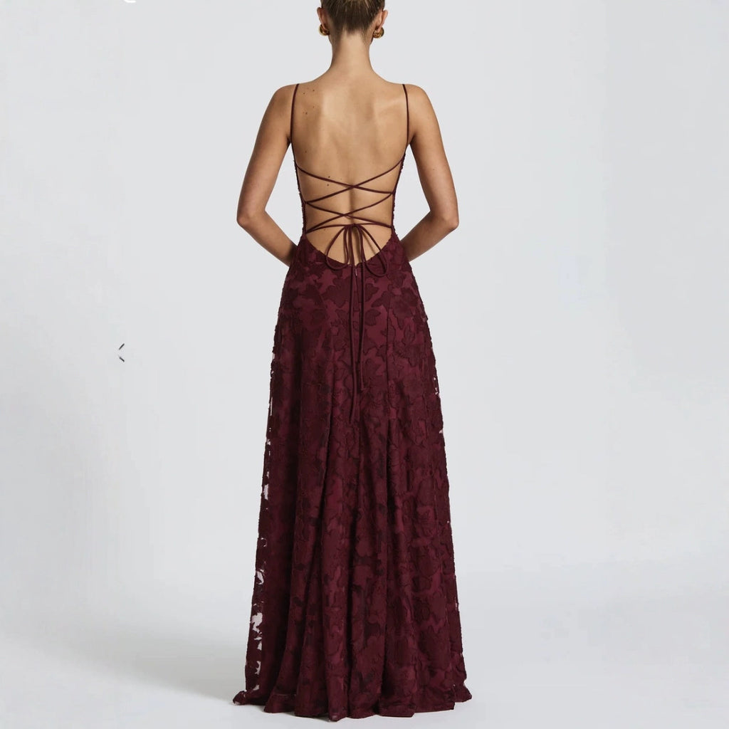 European-American Inspired Halter Dress - Red