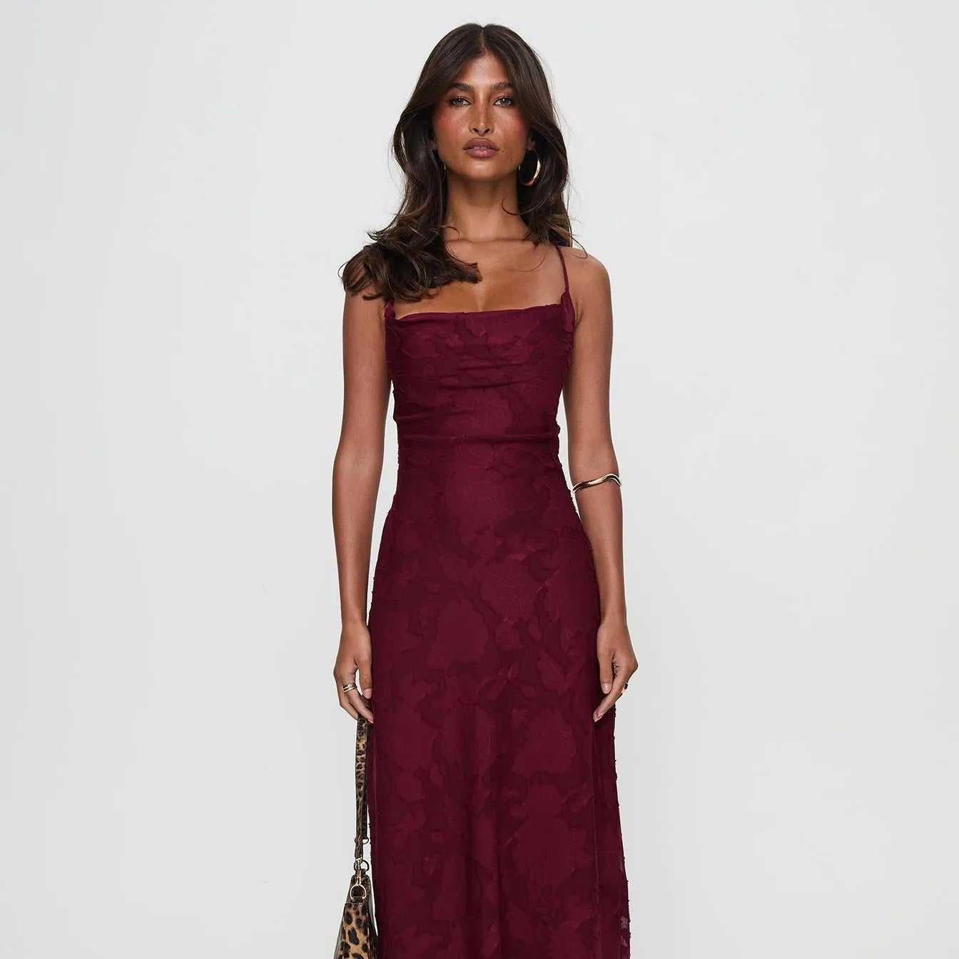 European-American Inspired Halter Dress - Red