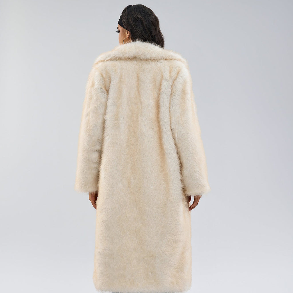 Long Scarf Collar Winter Coat – White