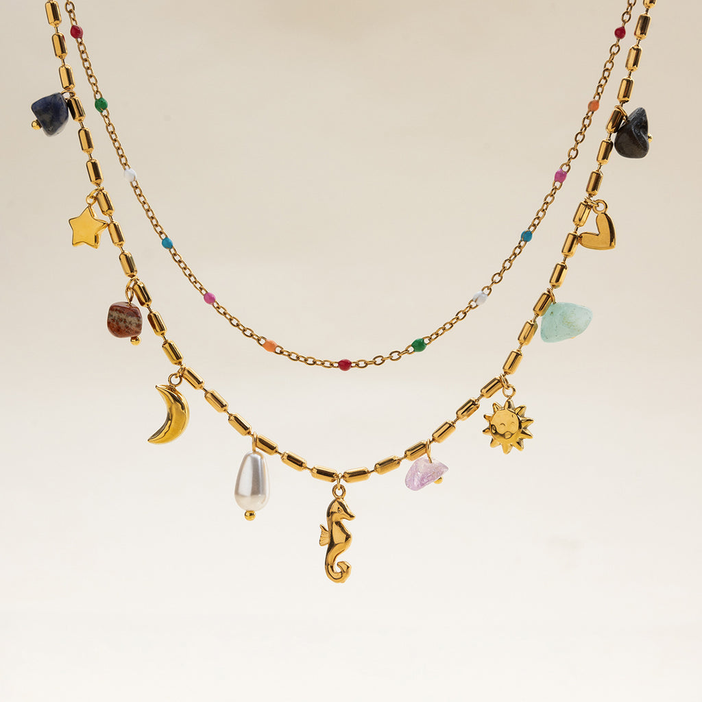 Titanium Steel Seahorse Pearl Necklace