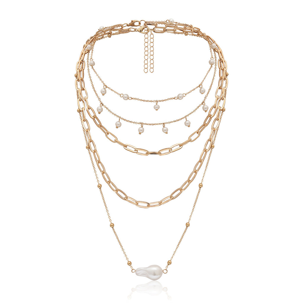 Multi-Layer Pearl Chain Necklace