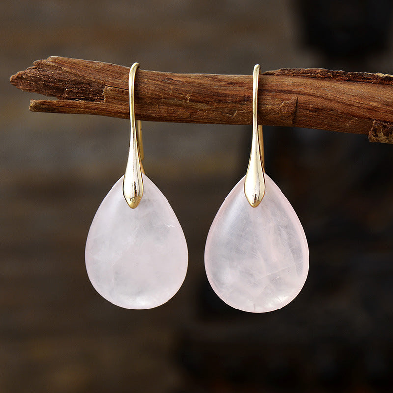 Natural Crystal Waterdrop Earrings