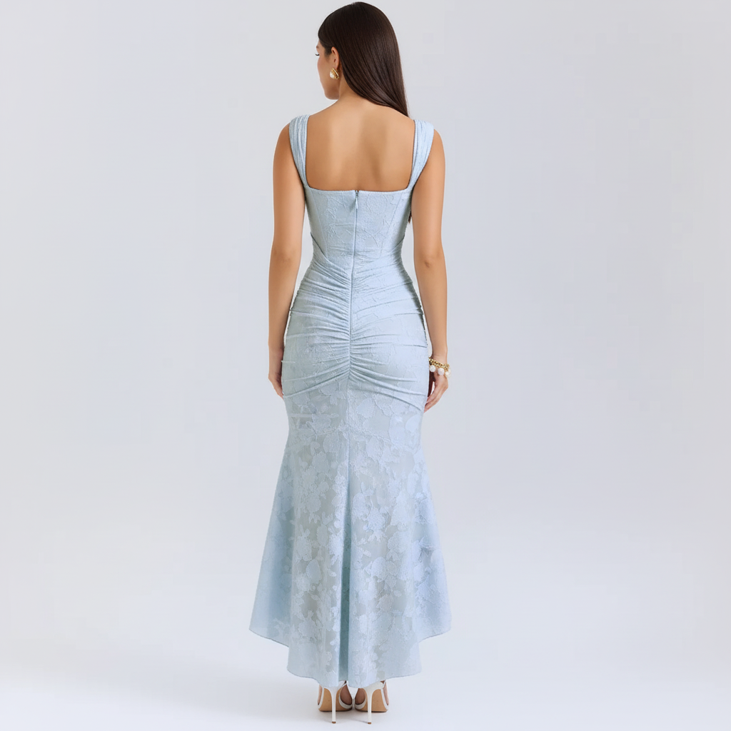Back view - Blue dress