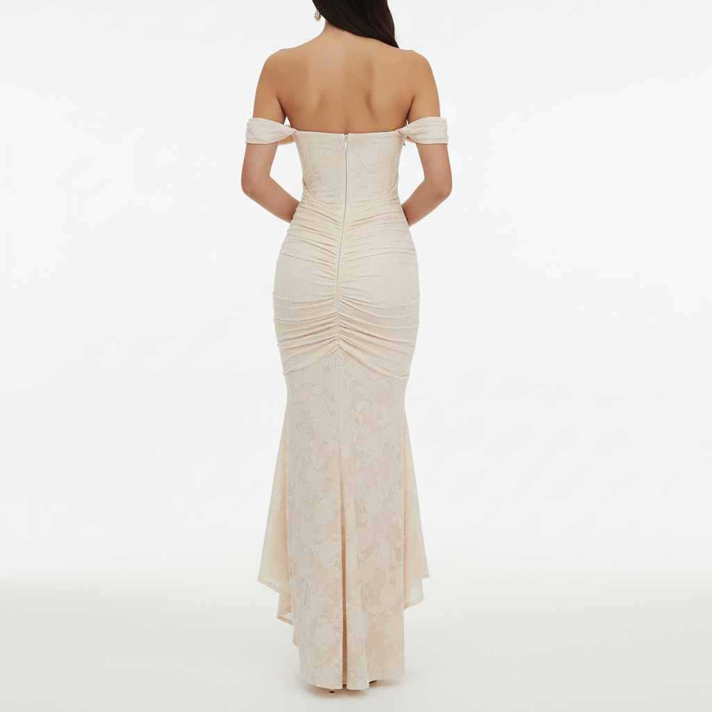 Back view - Cream dress on model