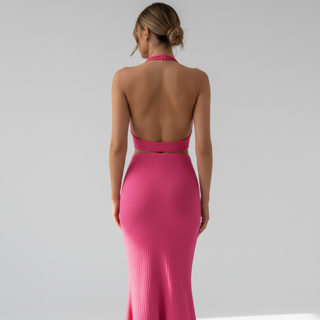 Back view - Summer Two-Piece Set Pink