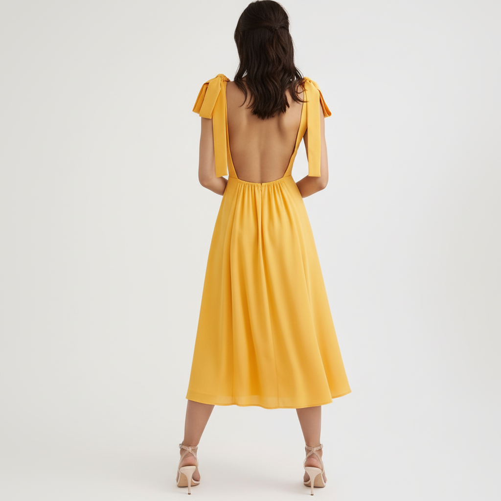 Back view - Yellow chiffon dress