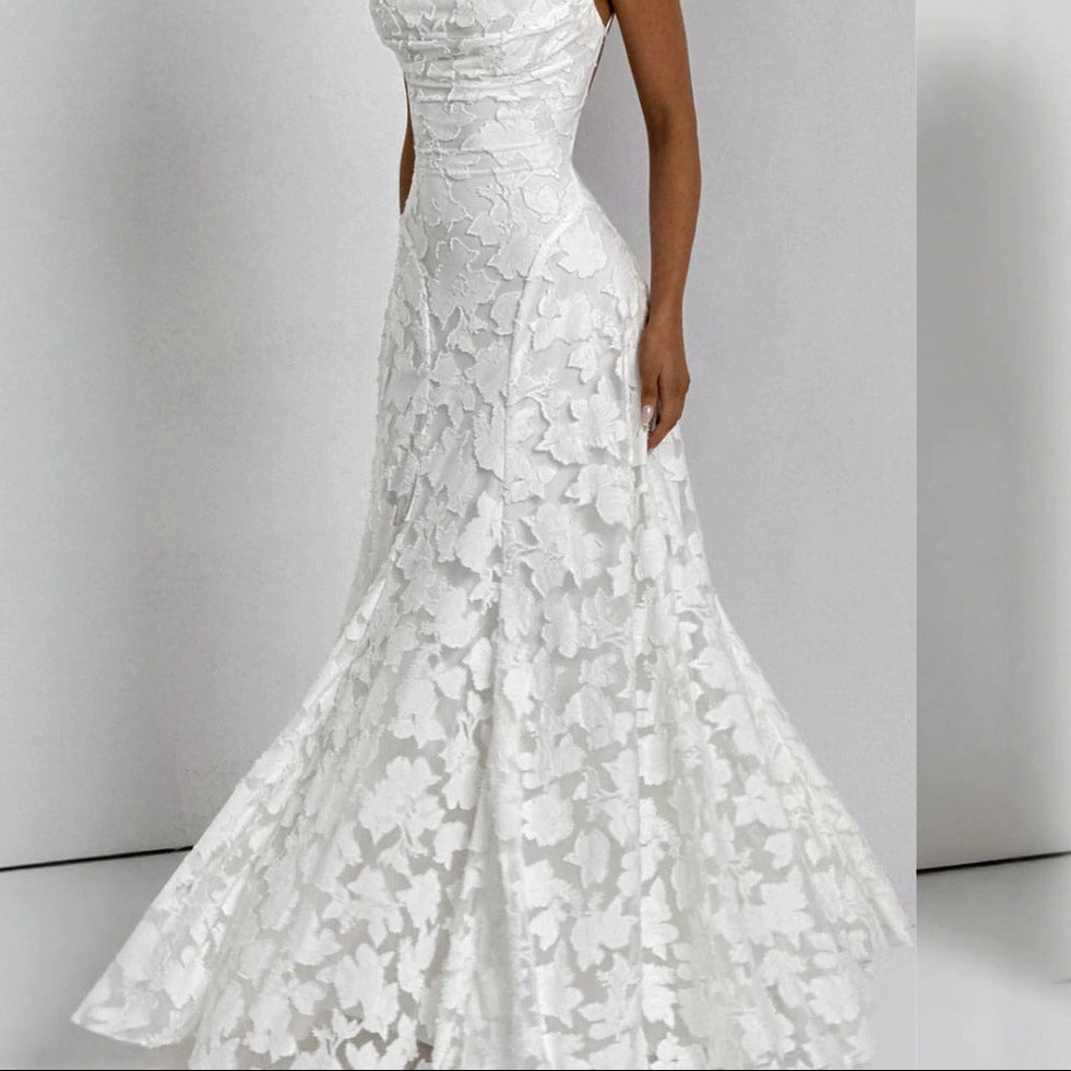 European-American Inspired Halter Dress - White