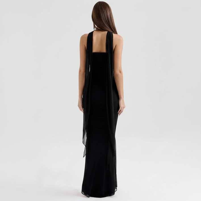Black dress back view - square