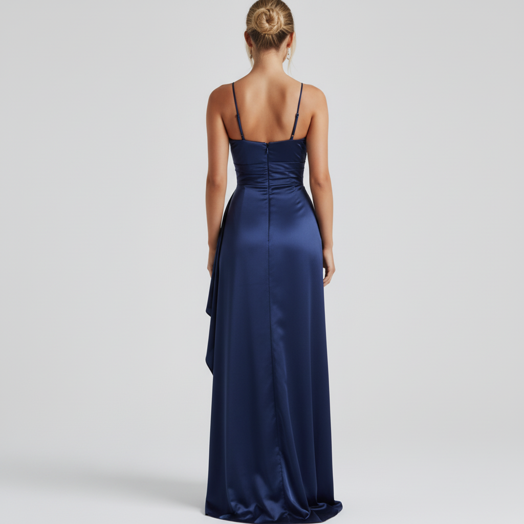 Blue Gown with Straps - Back