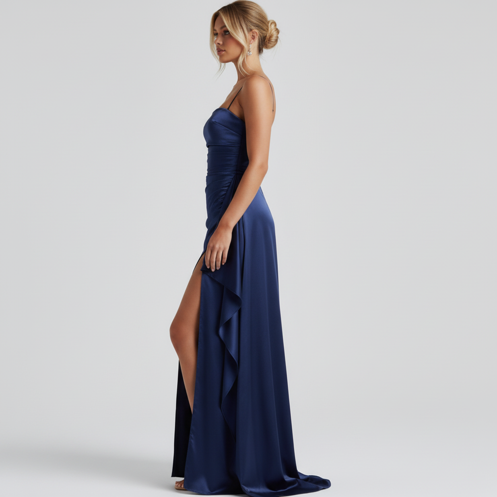 Blue Gown with Straps - Side