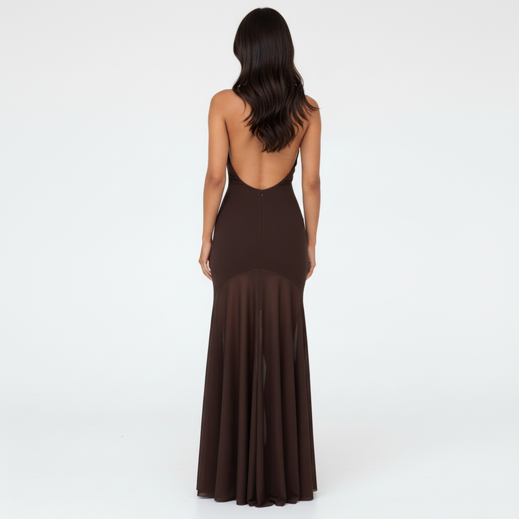 Brown dress back view