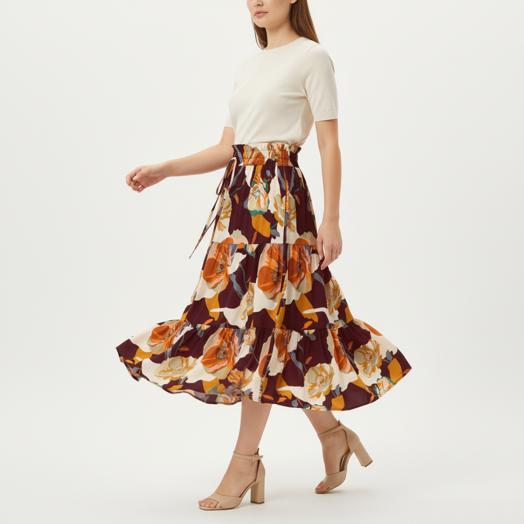 Burgundy Floral Skirt Movement