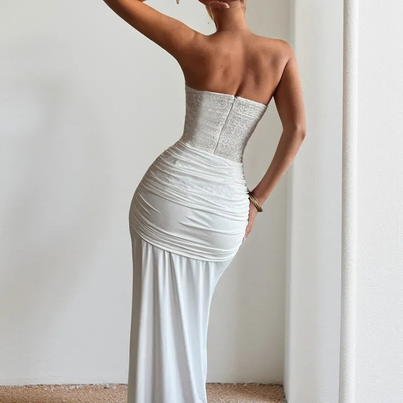 Strapless Slim-Fit Evening Dress - White