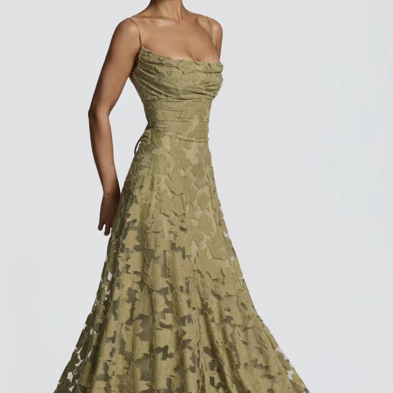 European-American Inspired Halter Dress - Green