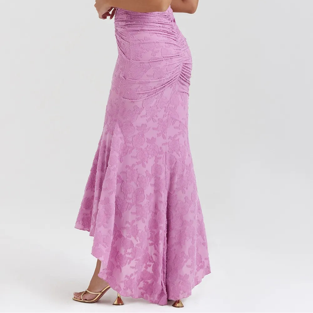 Square-neck Corset Strap Maxi Dress - Dark Pink