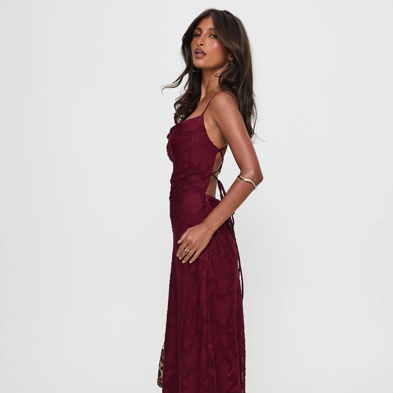 European-American Inspired Halter Dress - Red