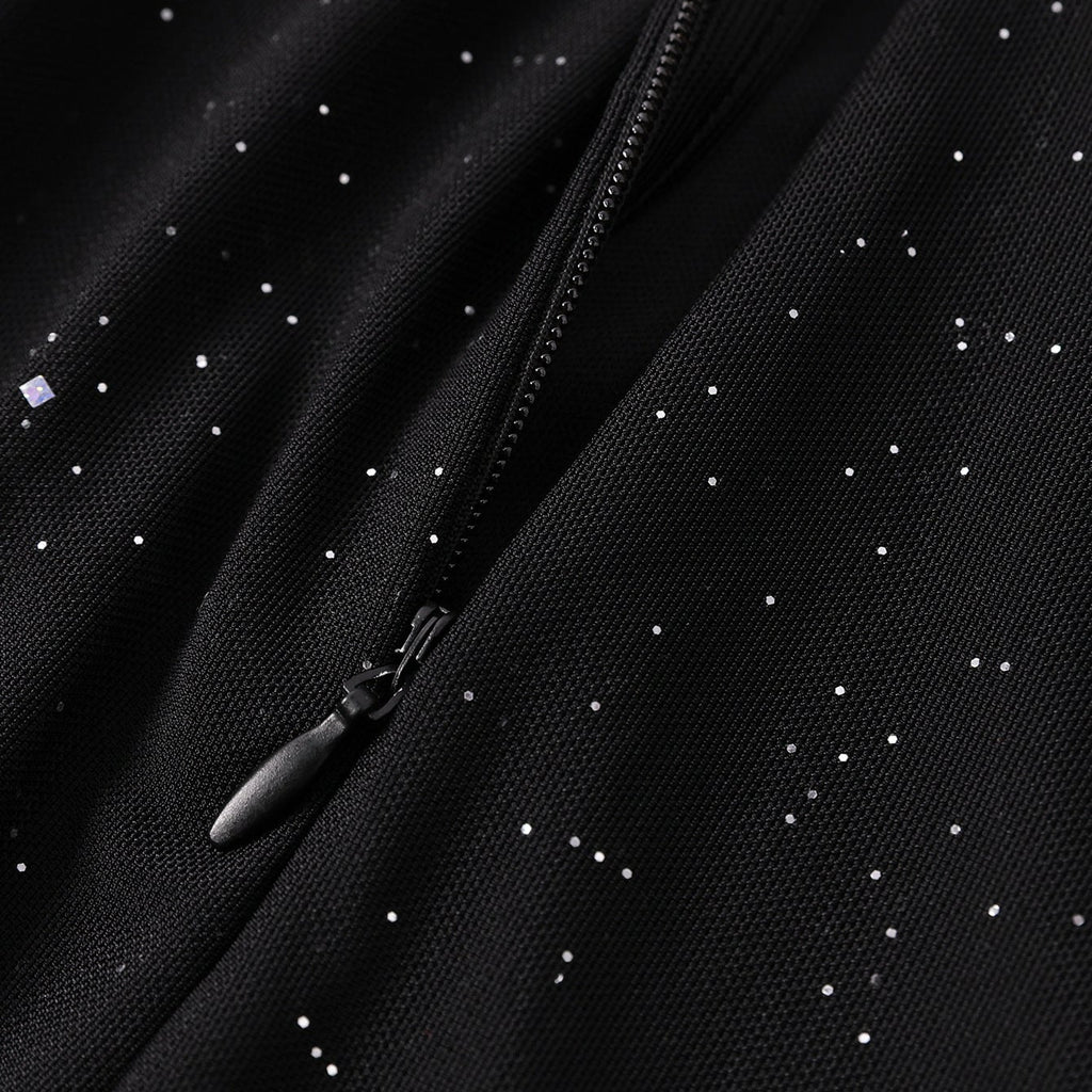 Backless High Split Mesh Maxi Dress – Black