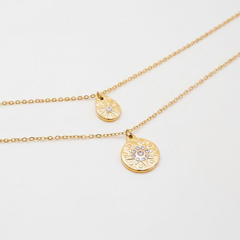 Geometric Star Necklace in White Studio