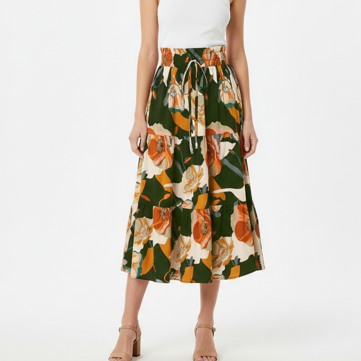 Green Floral Skirt - Full Front