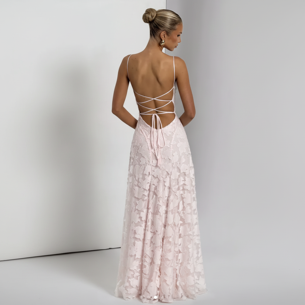 Pink Halter Dress Back