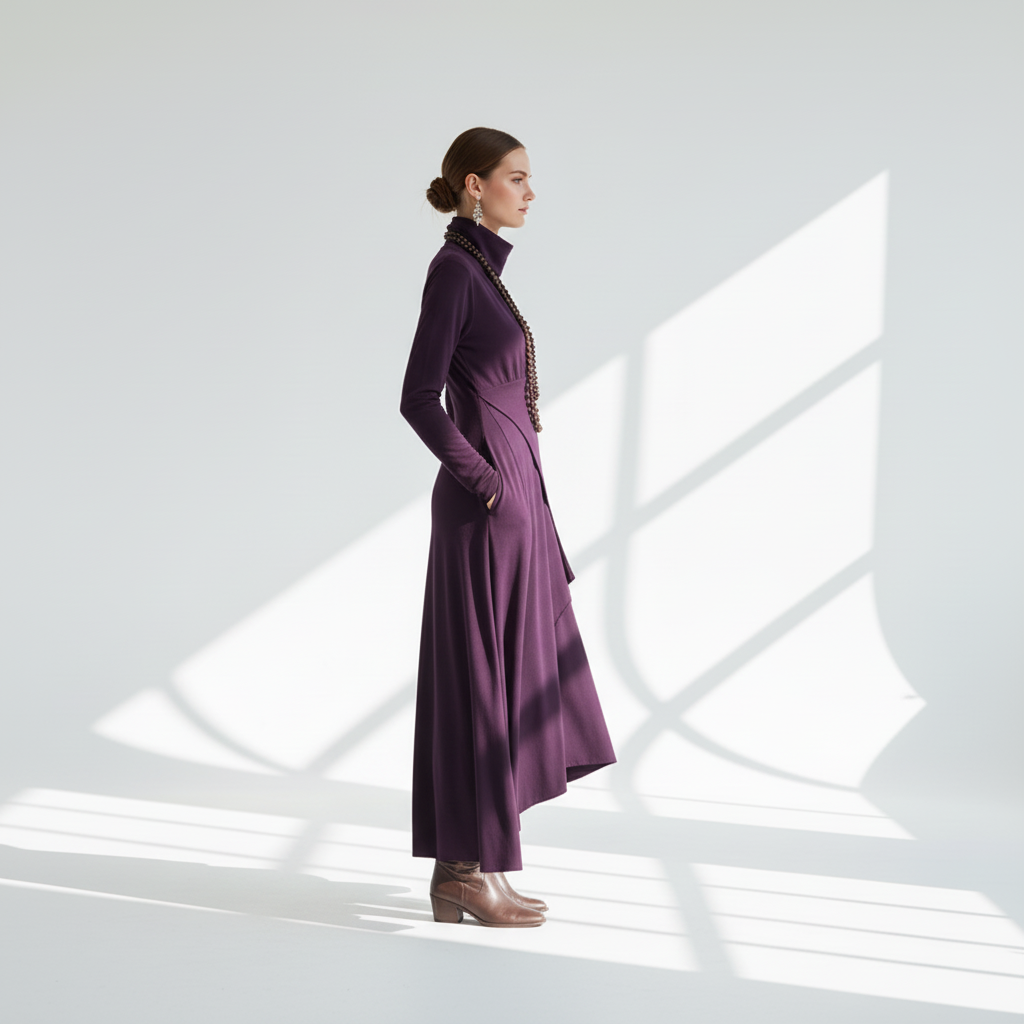 Side view - Cross Neck Knitted Maxi Dress