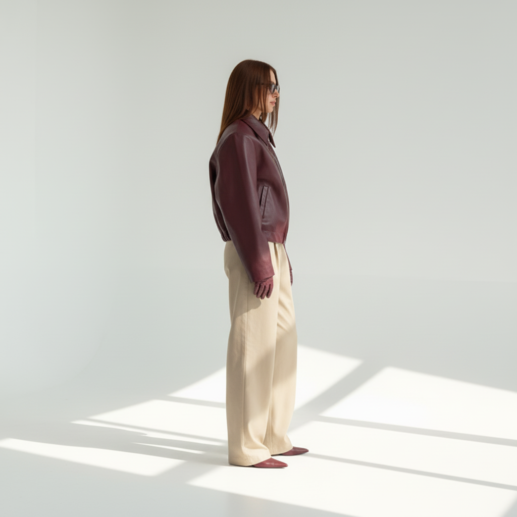 Side view - Retro Leather Jacket