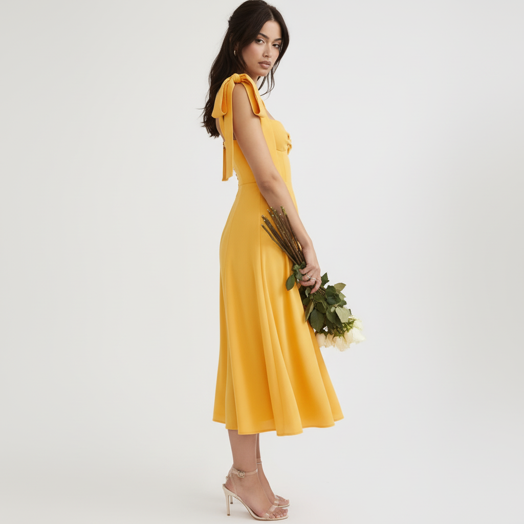 Side view - Yellow chiffon dress